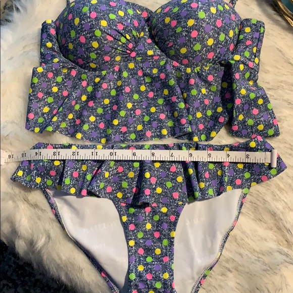 🆕 NWOT Denim Blue Polka Dot Bikini - Picture 2 of 3